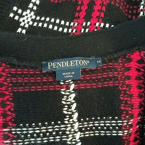 Pendleton Plaid Merino Wool Button Up Cardigan Md - Picture 4 of 4